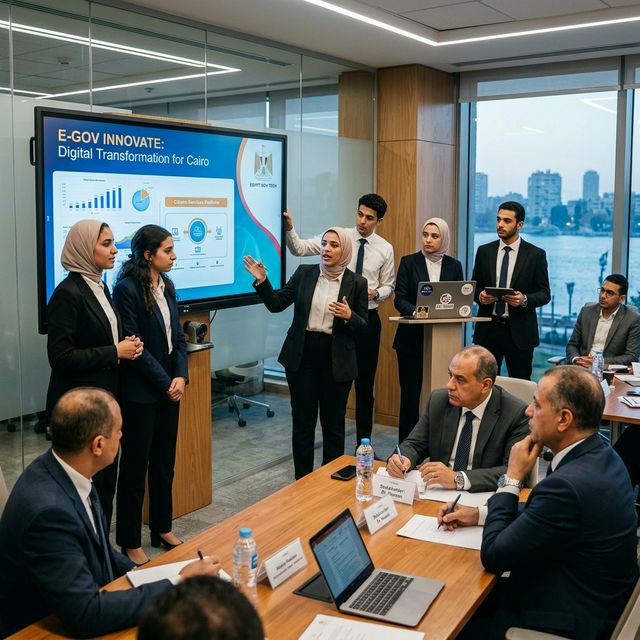 Youssef Adel leading a tech presentation for government organizations